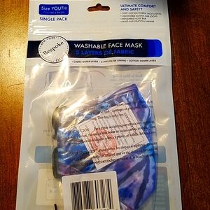 🆕️Bespoke Washable face mask Tie dye "aqua" Youth